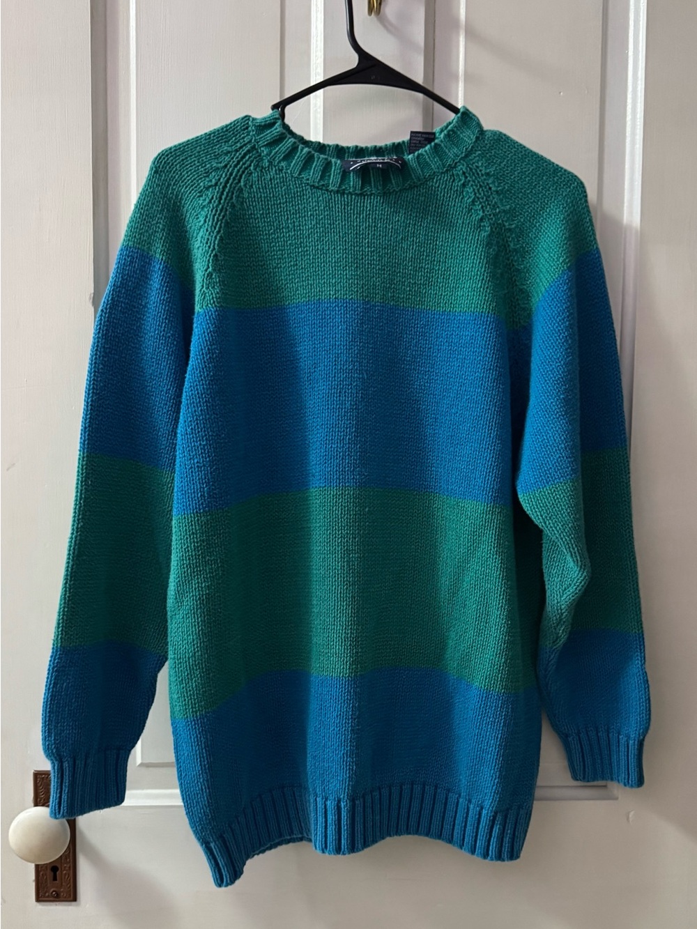 Striped Teal and Blue Crewneck Sweater